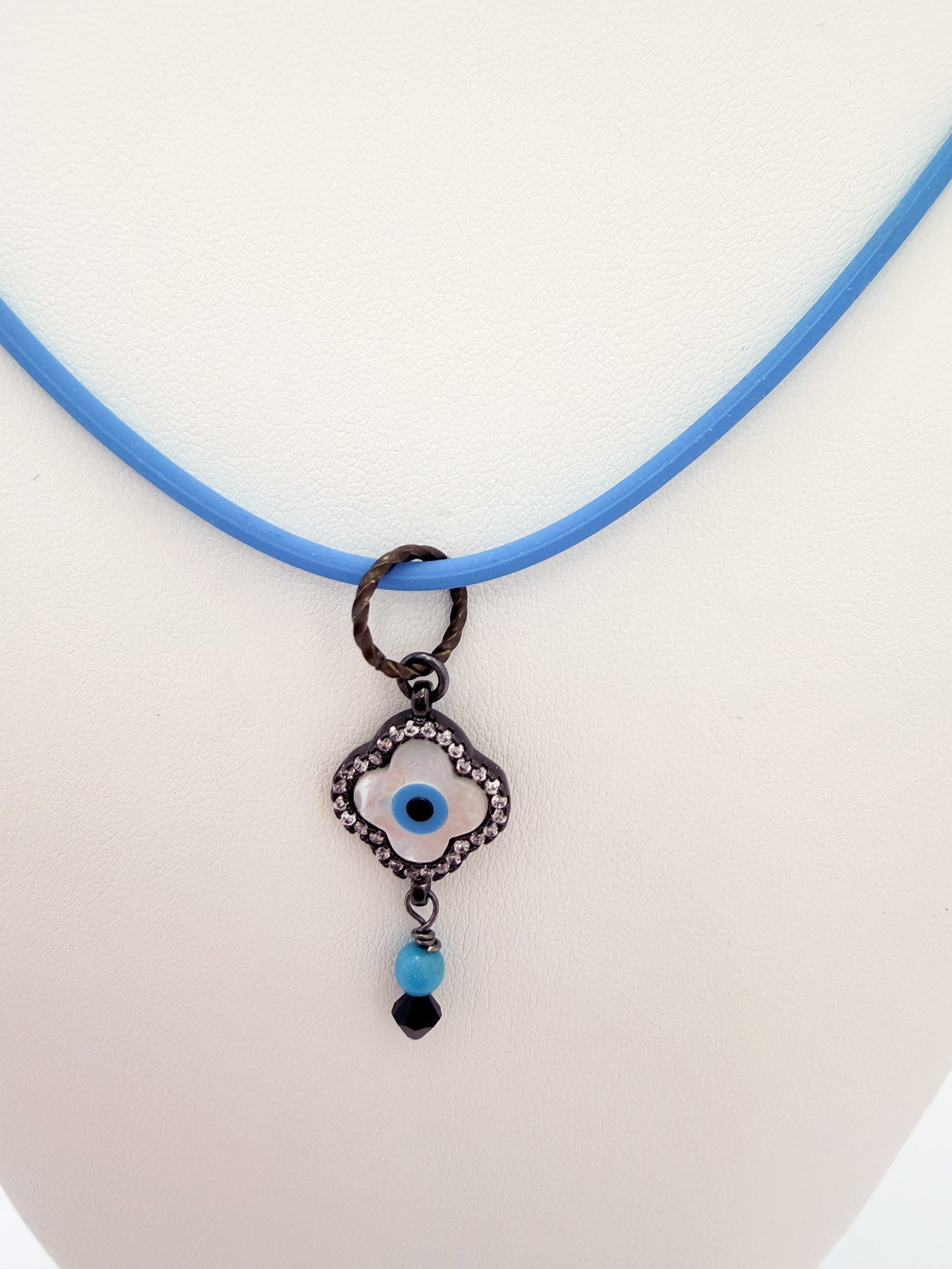 Evil Eye Pendant Black Patina Necklace