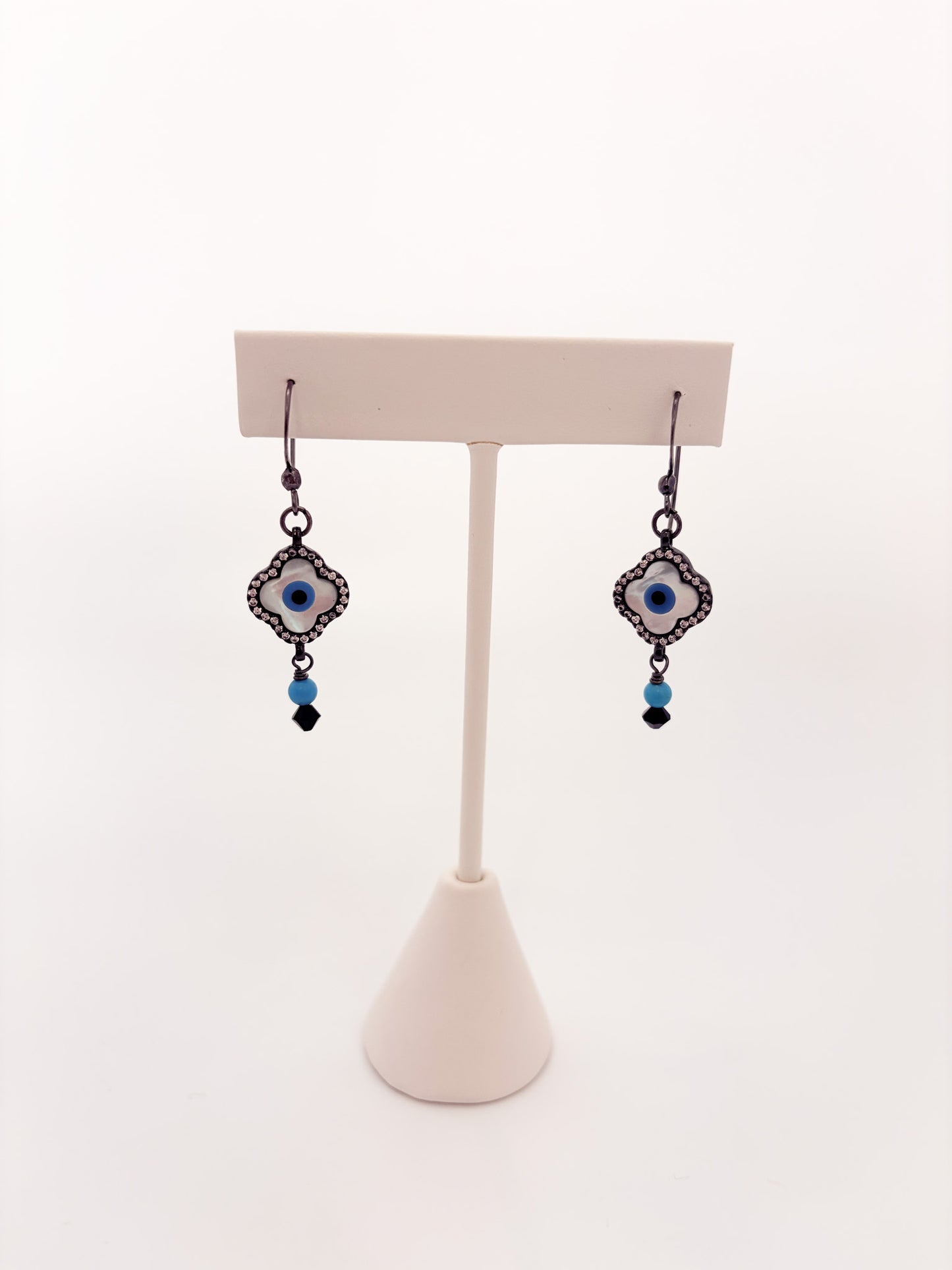Evil Eye Black Patina Earrings