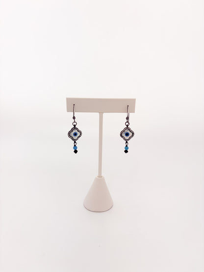 Evil Eye Black Patina Earrings