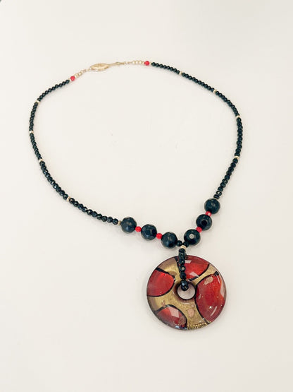 Red Glass Donut necklace