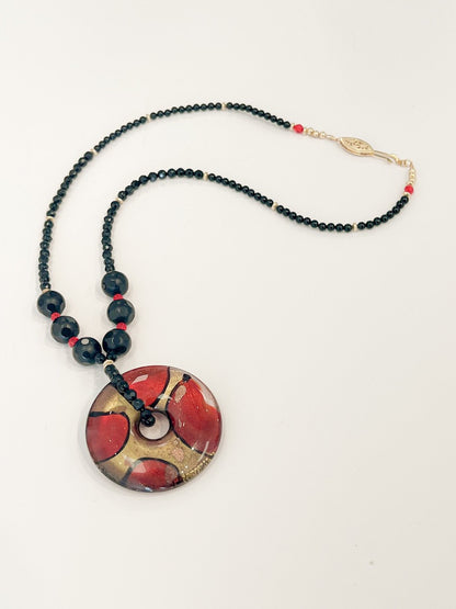 Red Glass Donut necklace