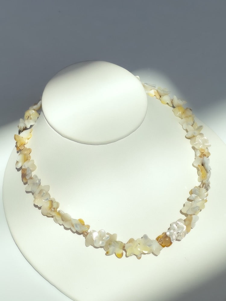 Swavorski Crystal and Mother of Pearl Flower Necklace