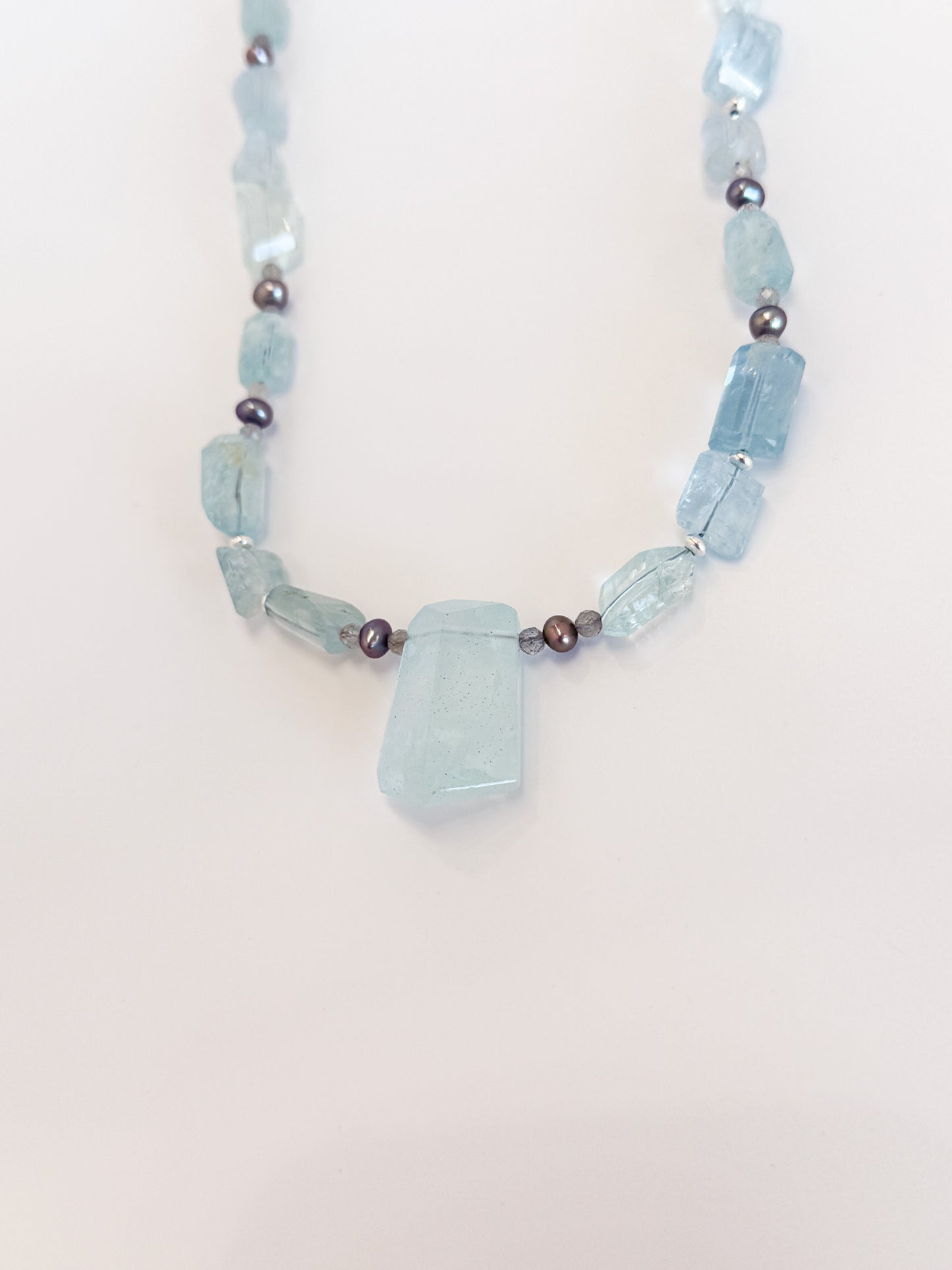 Aquamarine and Pearl Necklace