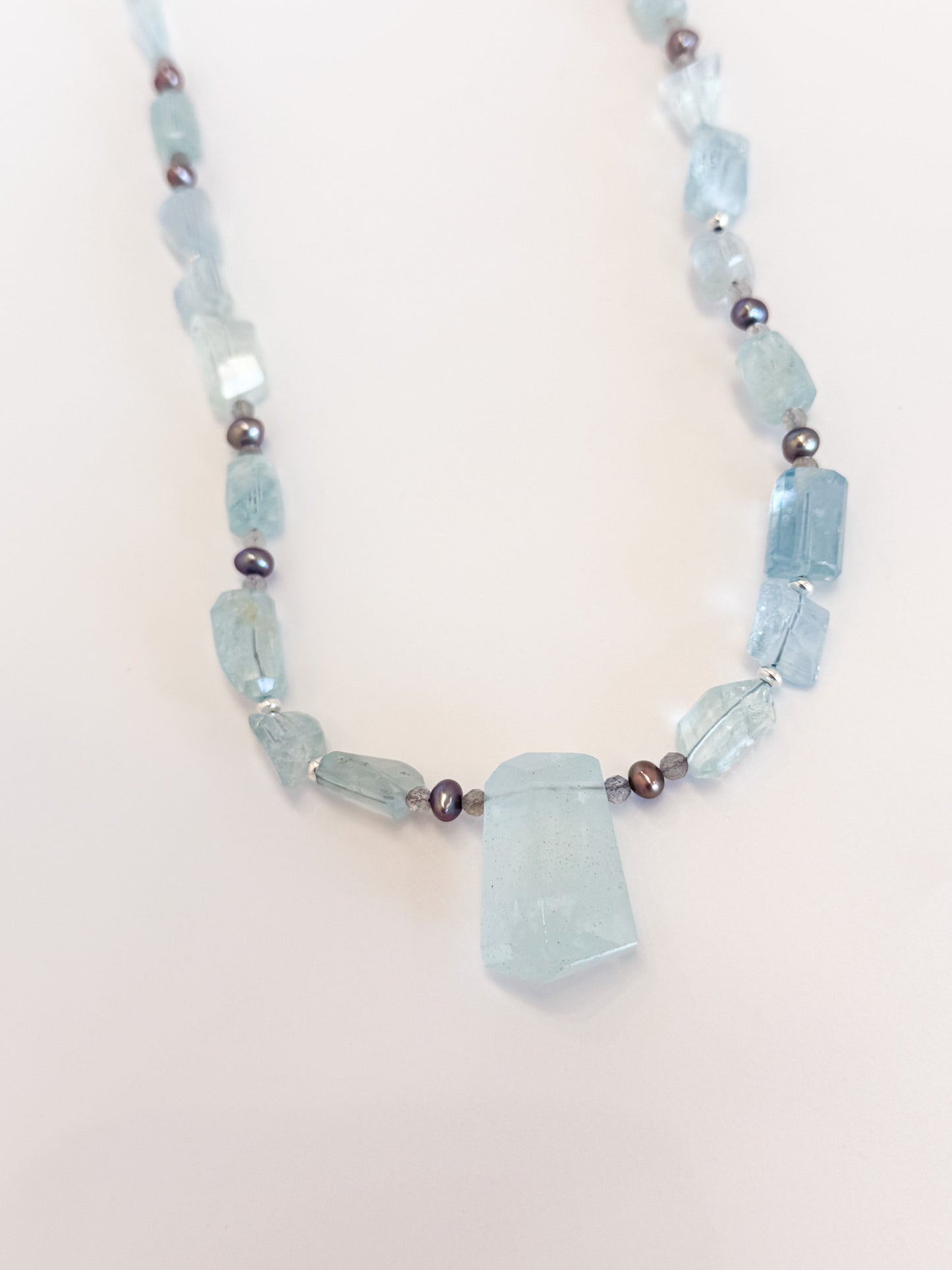 Aquamarine and Pearl Necklace