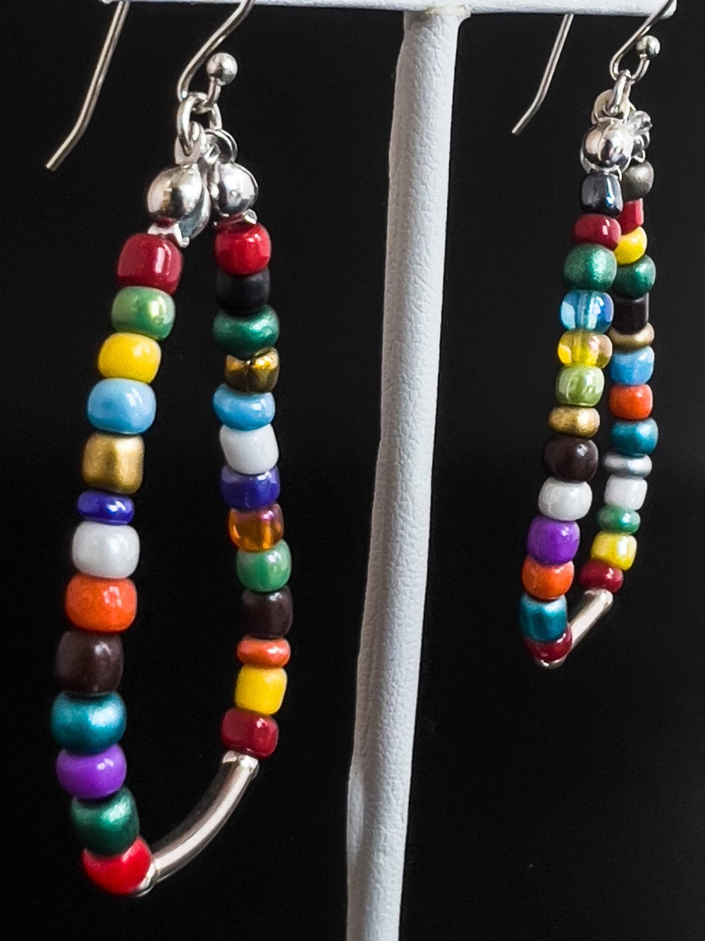 Multi-Colored Wood Beads on Silver