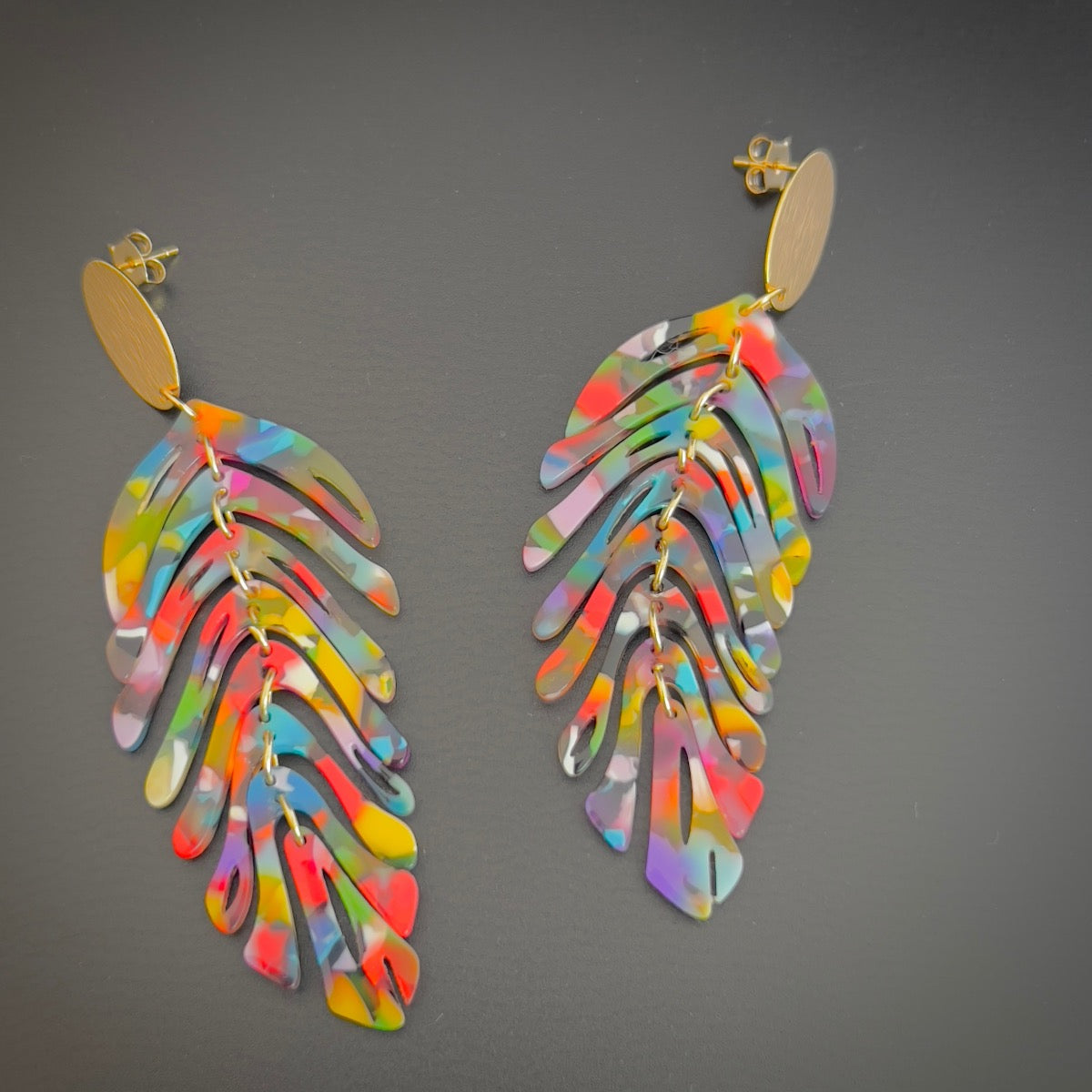 Rainbow on sale feather earrings