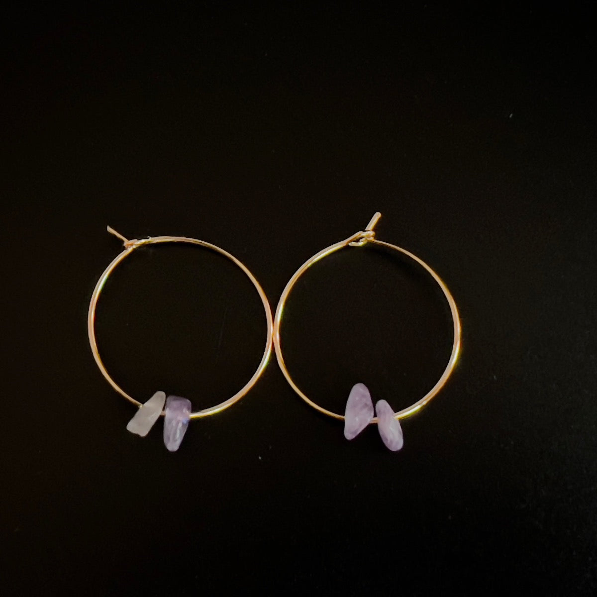 Small Hoop Amethyst Earrings