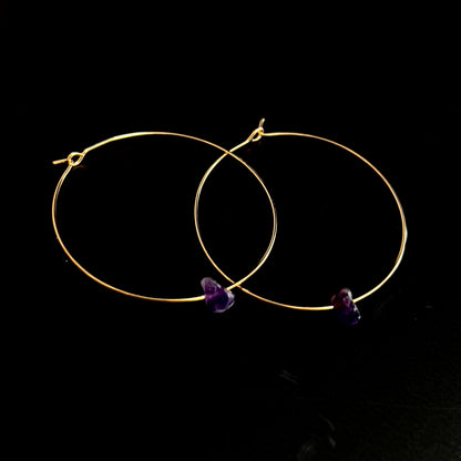 Large Hoop Amethyst Earrings