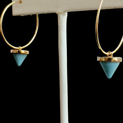 Blue Cone Gold Hoop Earrings