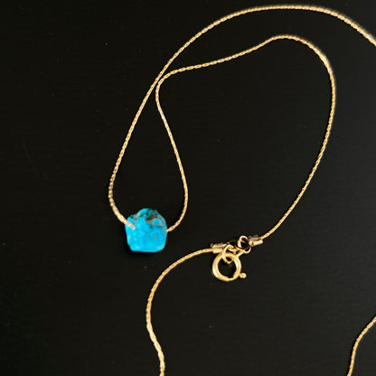 Blue Aquamarine Crystal Gold Chain Necklace