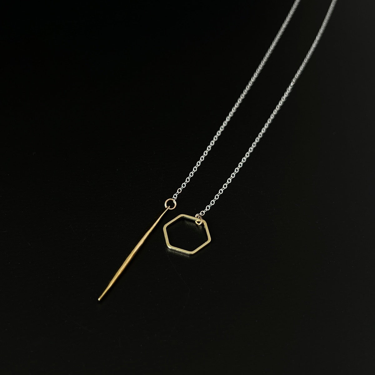 Silver and Gold Hexagon Necklace