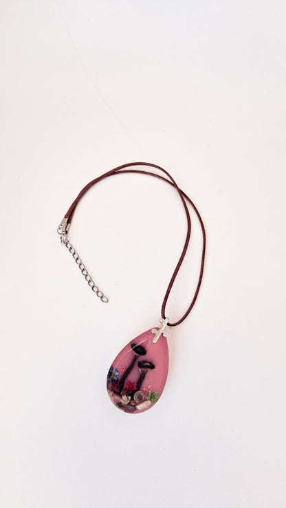 Pink Mushroom Resin Necklace