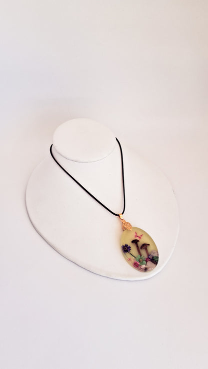 Yellow Mushroom Resin Necklace