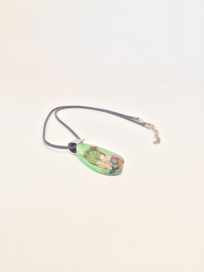 Green Mushroom Resin Necklace