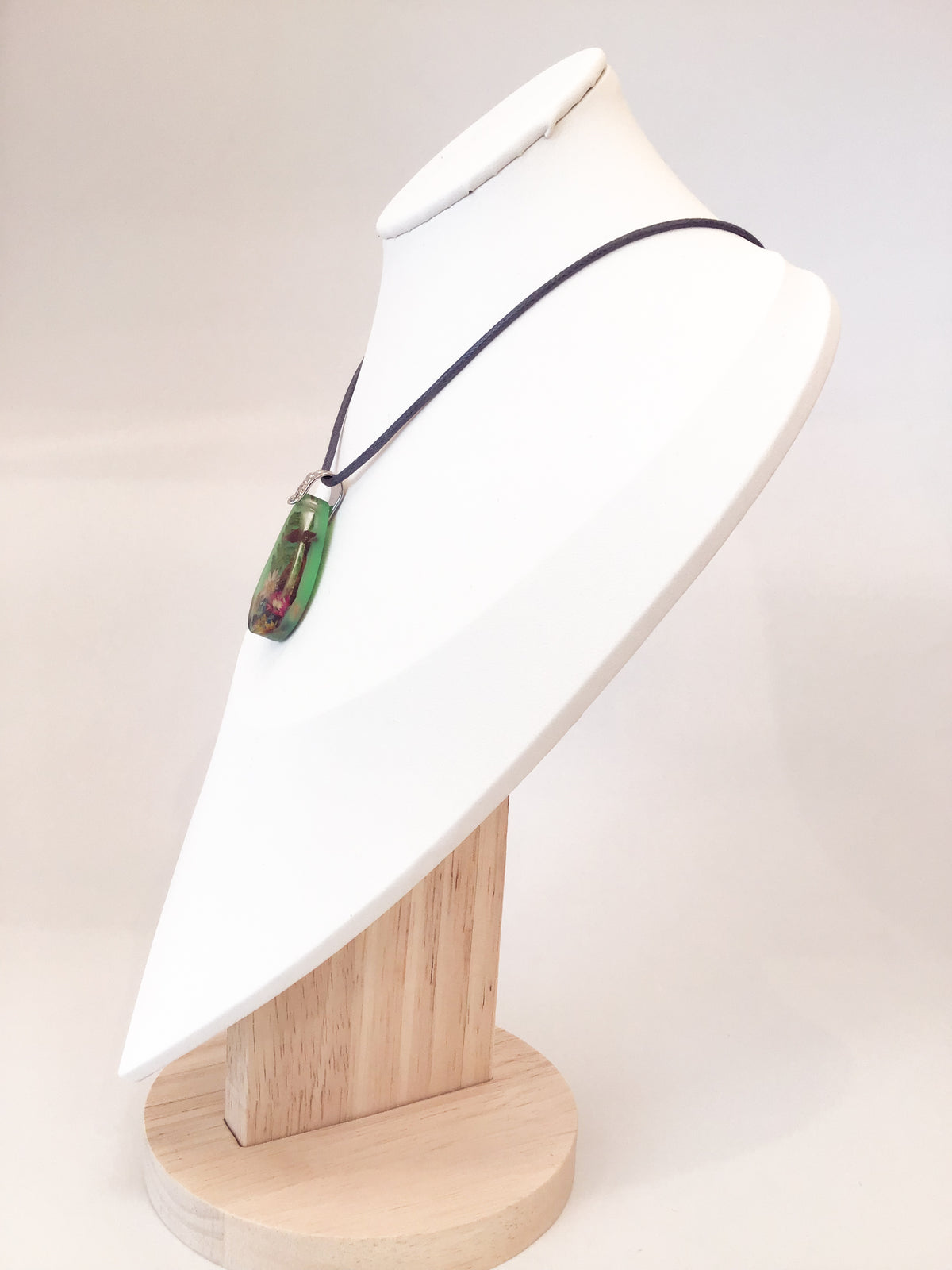 Green Mushroom Resin Necklace