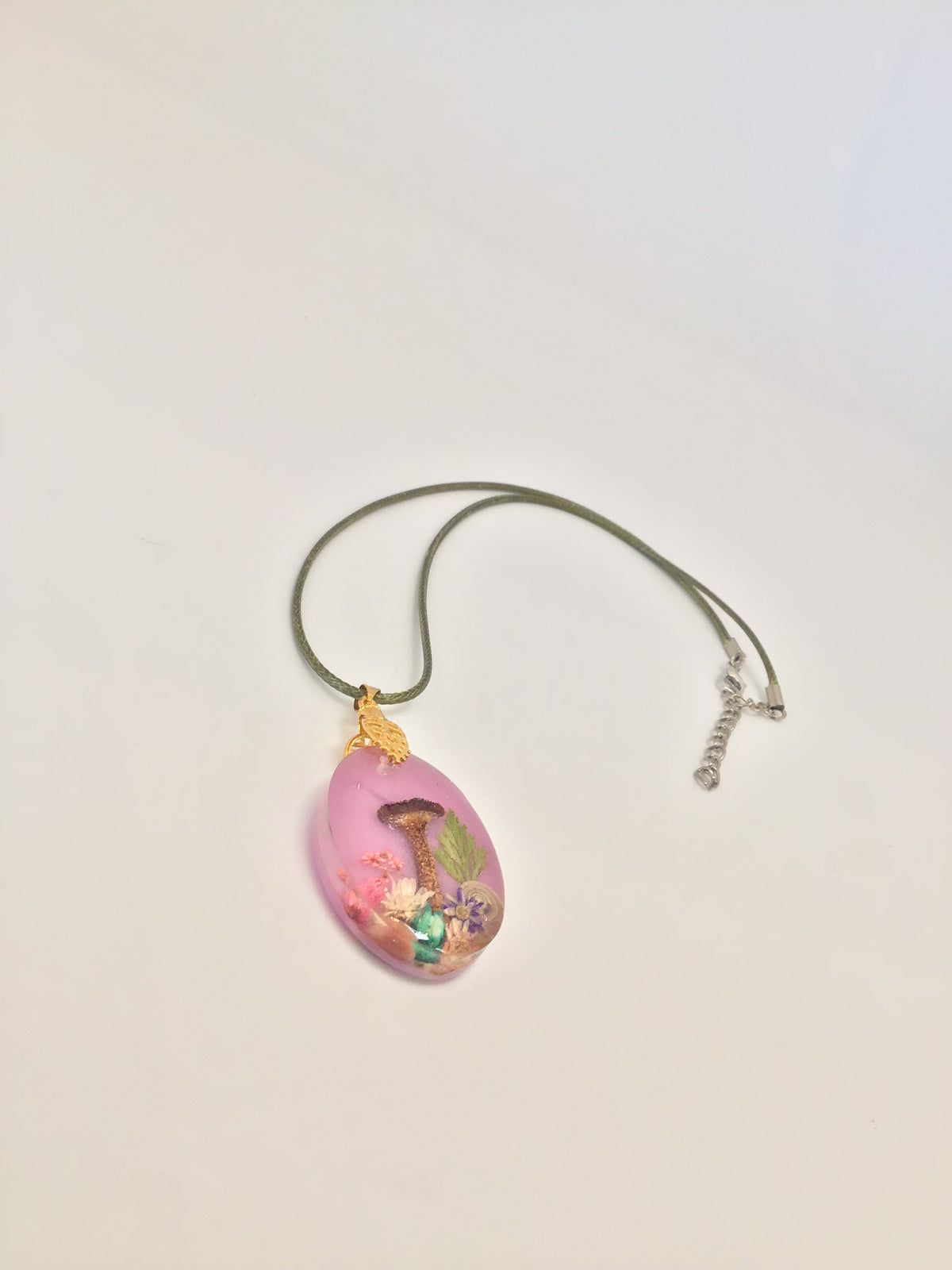 Pink Mushroom Resin Necklace