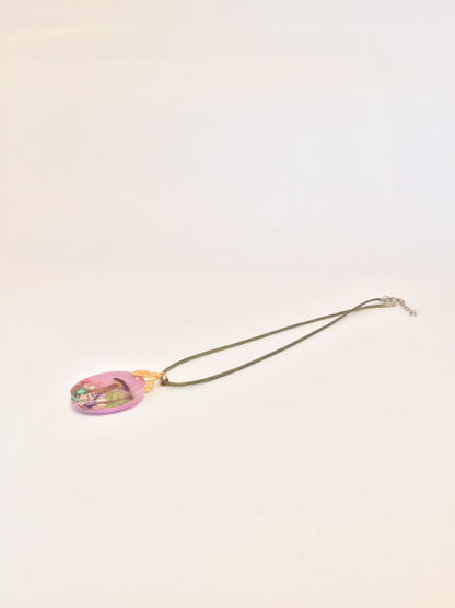 Pink Mushroom Resin Necklace