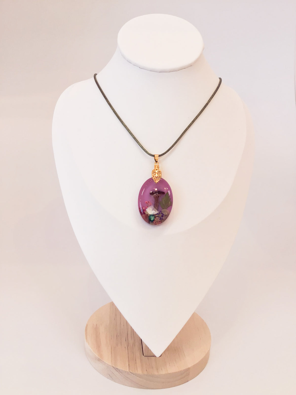 Pink Mushroom Resin Necklace