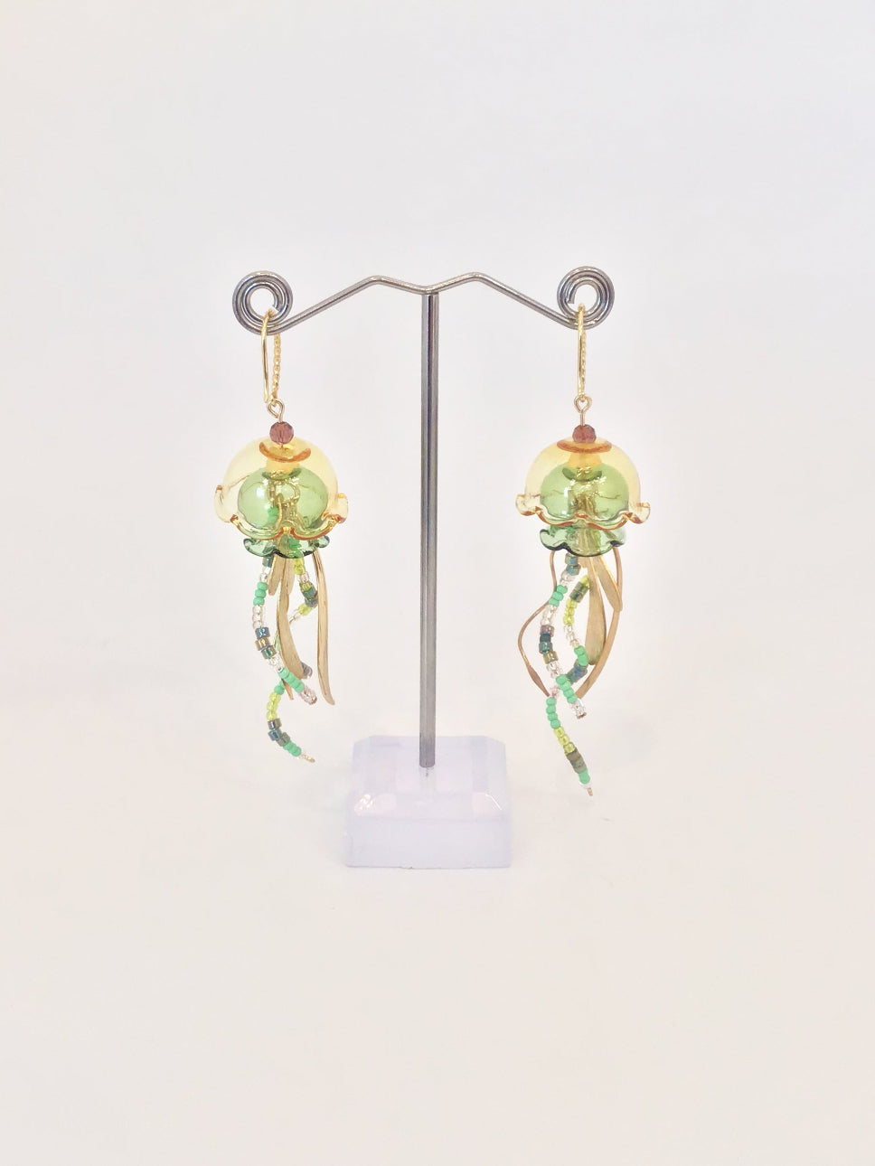 Green Jellyfish Earrings