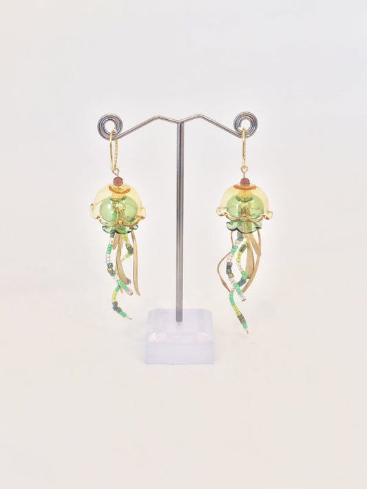 Green Jellyfish Earrings