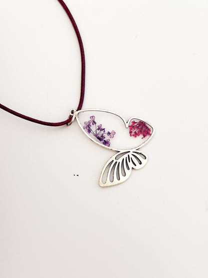 Butterfly Floral Resin Necklace