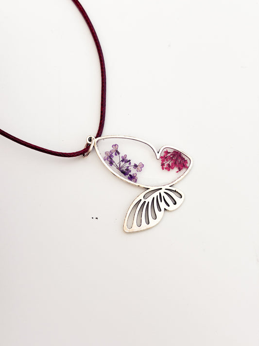 Butterfly Floral Resin Necklace