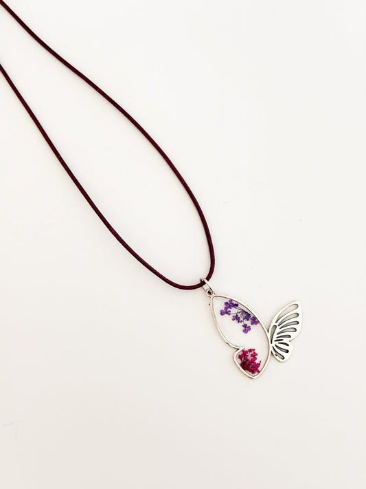 Butterfly Floral Resin Necklace