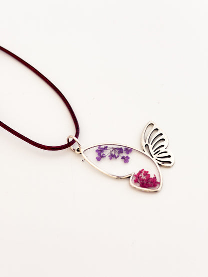 Butterfly Floral Resin Necklace