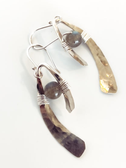 Labradorite Wishbone Earrings