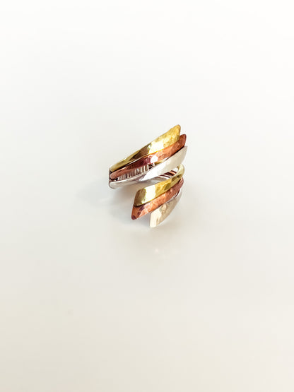 Copper, Brass & Sterling Layered Ring
