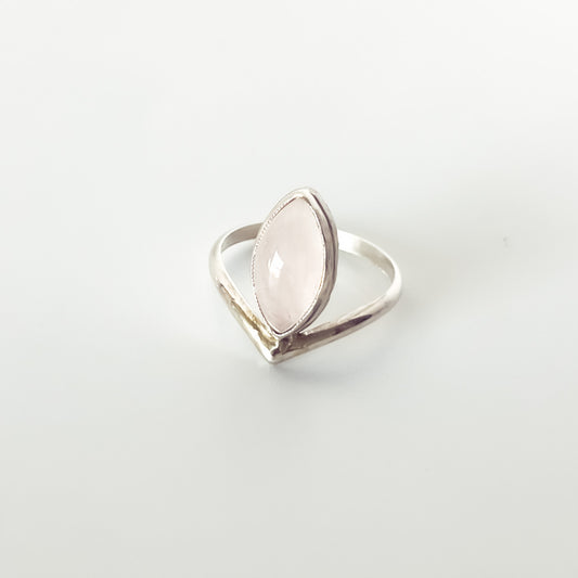 Rose Quartz Marquis Ring