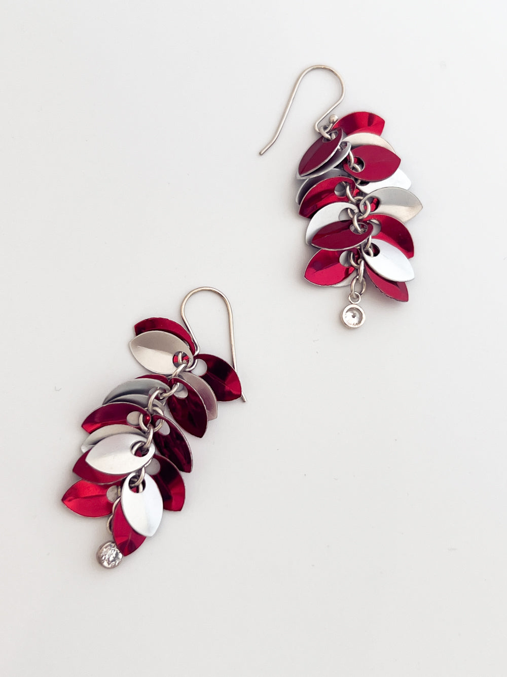 Red & Silver Aluminum Earrings
