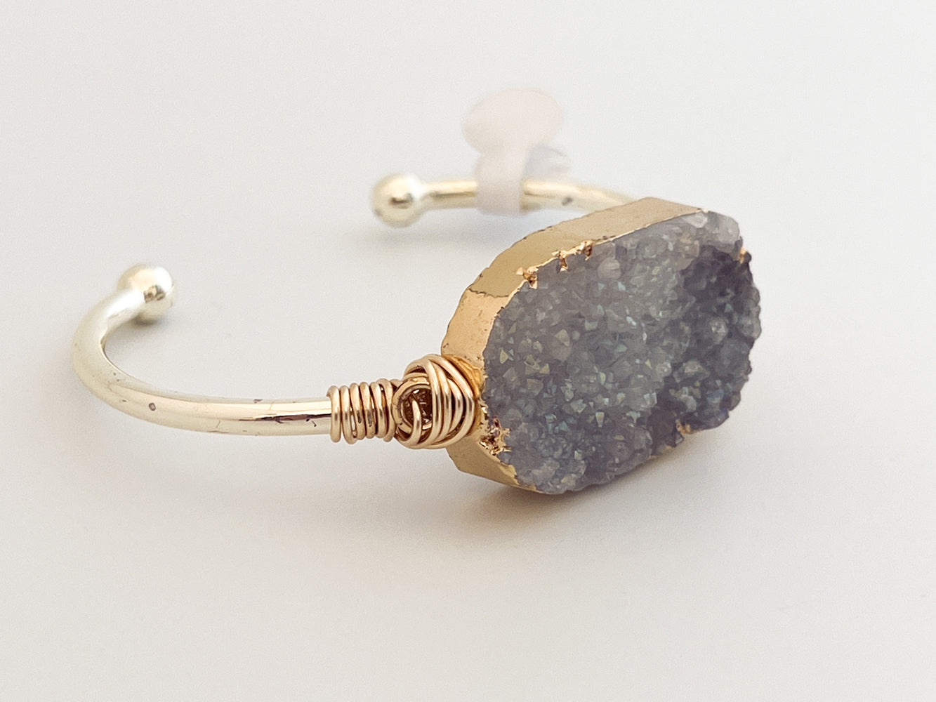 Raw Quartz Silver and Gold Cuff Bracelet