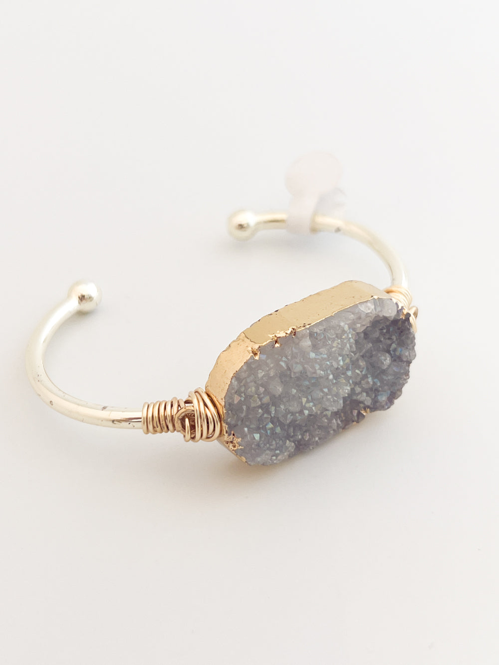 Raw Quartz Silver and Gold Cuff Bracelet