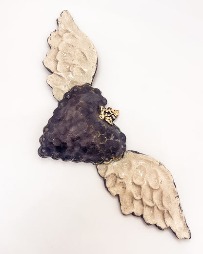 Gold Embellished Black Heart with Wings