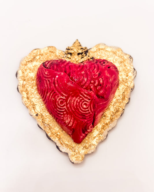 Red Heart with Gold Leaf