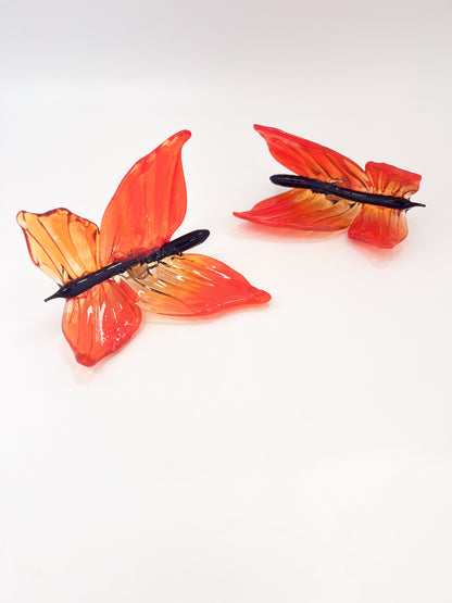 Neon Orange Glass Blown Wall Butterfly