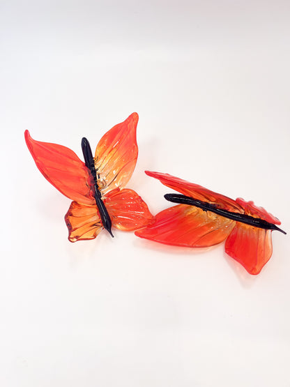 Neon Orange Glass Blown Wall Butterfly