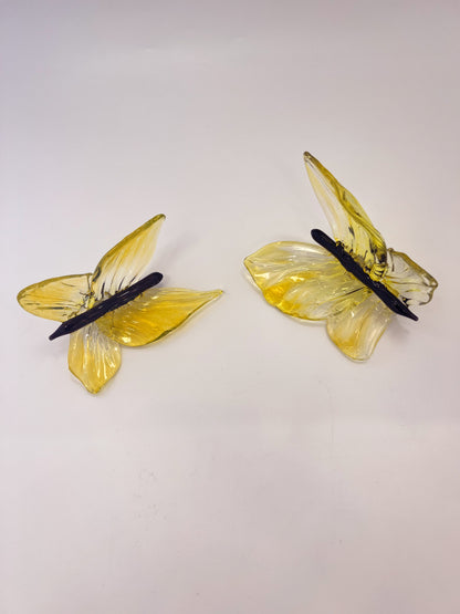 Yellow Glass Blown Wall Butterfly