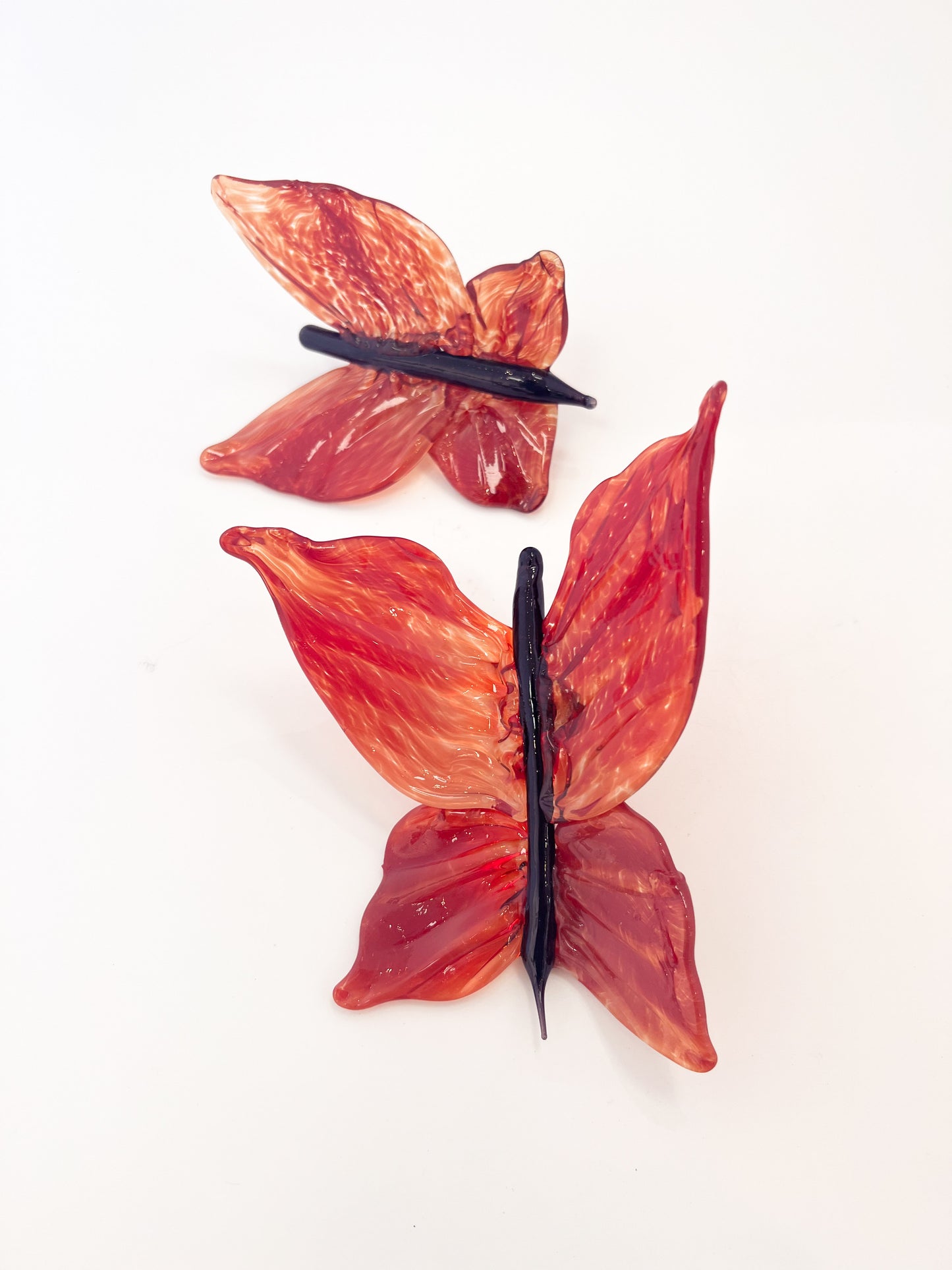 Red-Orange Glass Blown Wall Butterfly