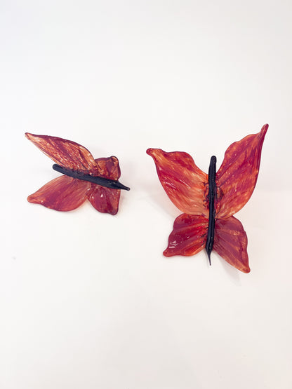 Red-Orange Glass Blown Wall Butterfly