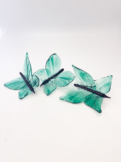 Teal Green Glass Blown Wall Butterfly