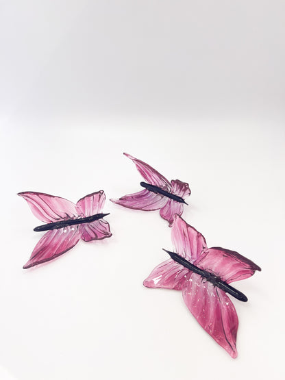 Pink Glass Blown Wall Butterfly