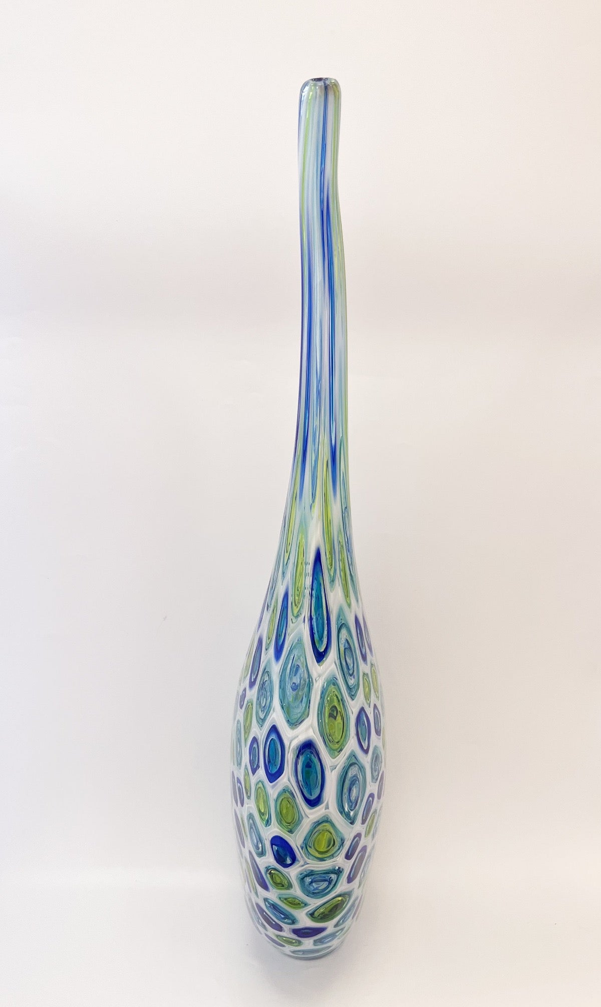 Blue and Lime Green Murrini Vessel