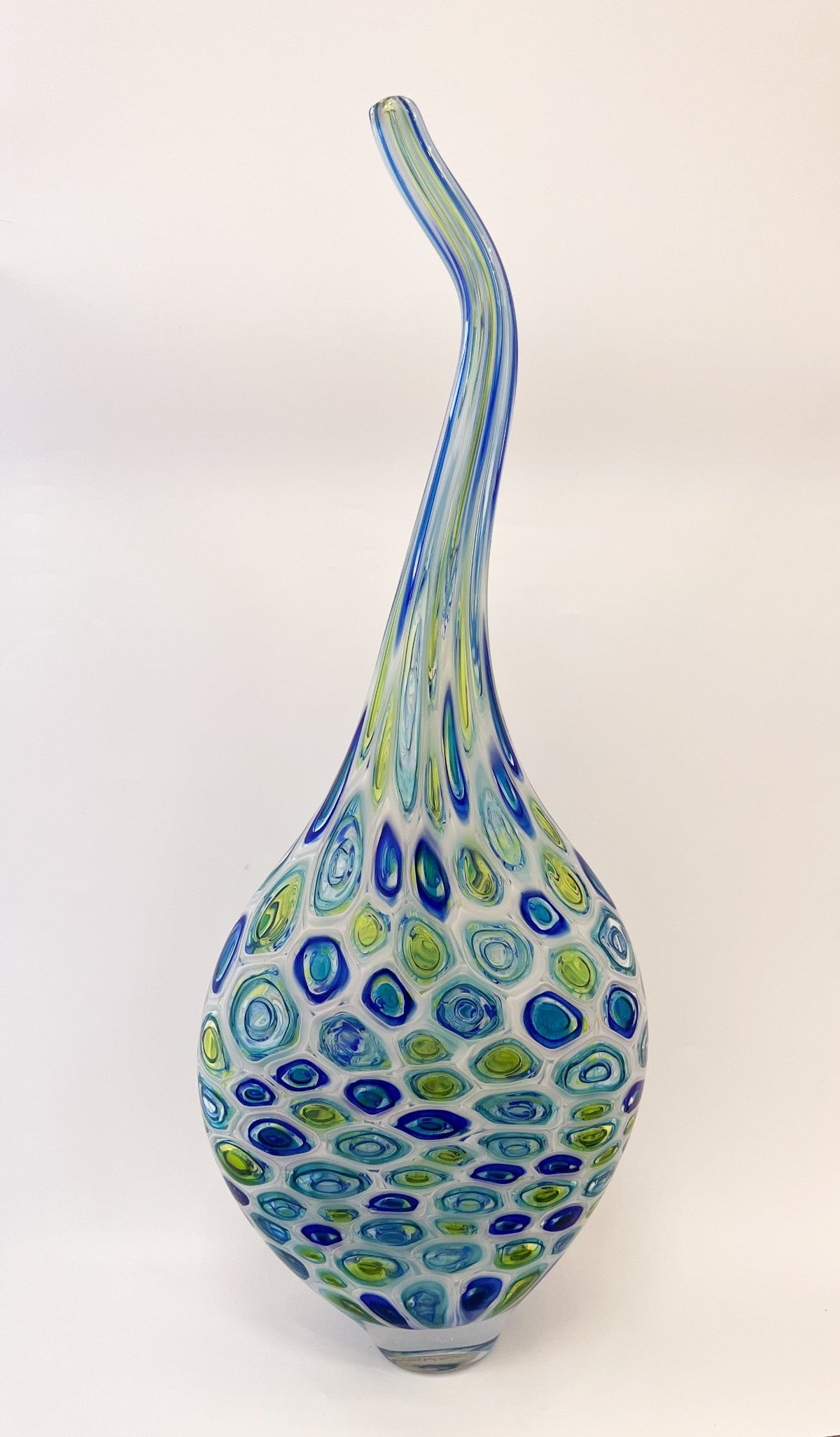 Blue and Lime Green Murrini Vessel