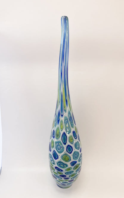 Blue and Lime Green Murrini Vessel