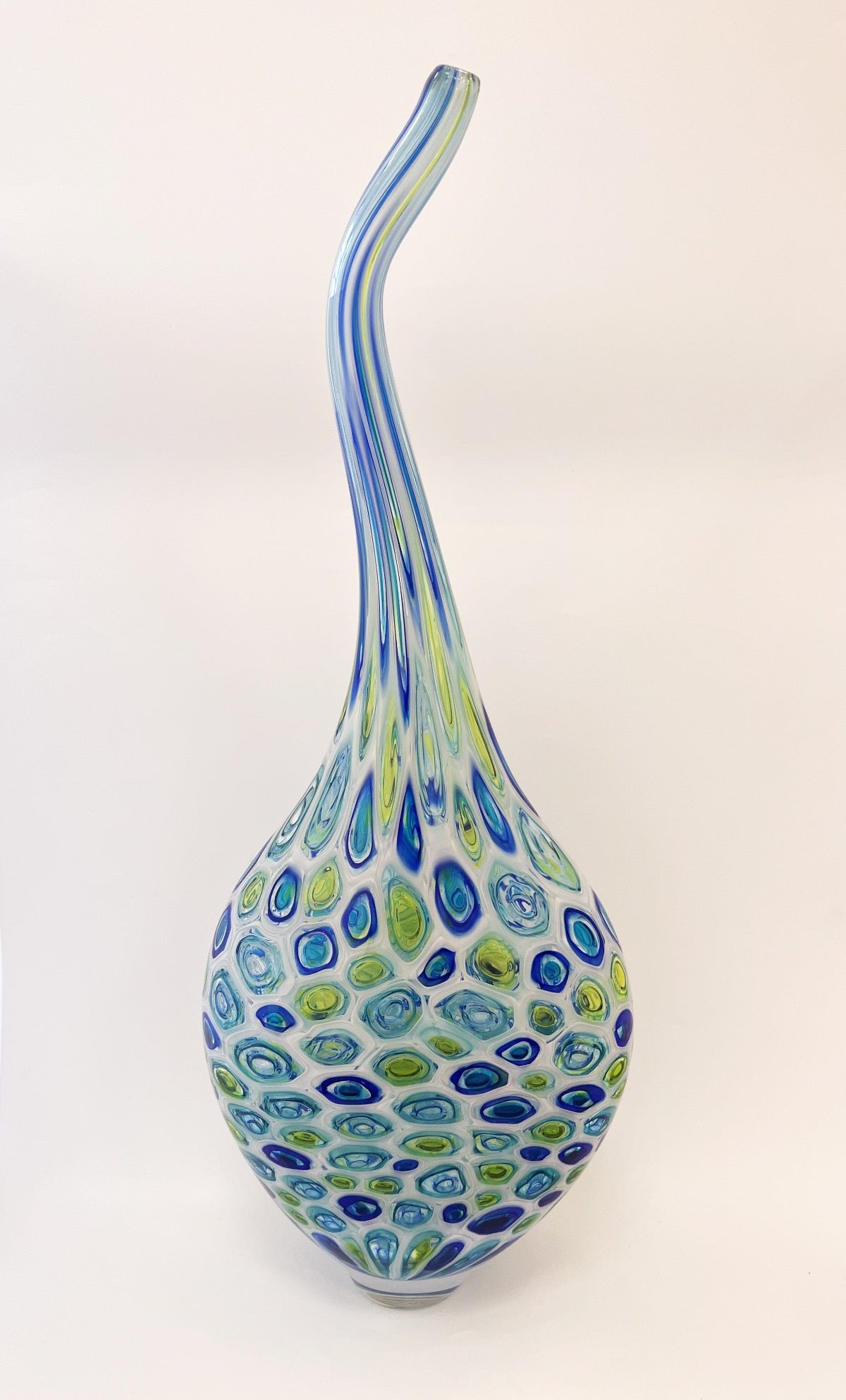 Blue and Lime Green Murrini Vessel