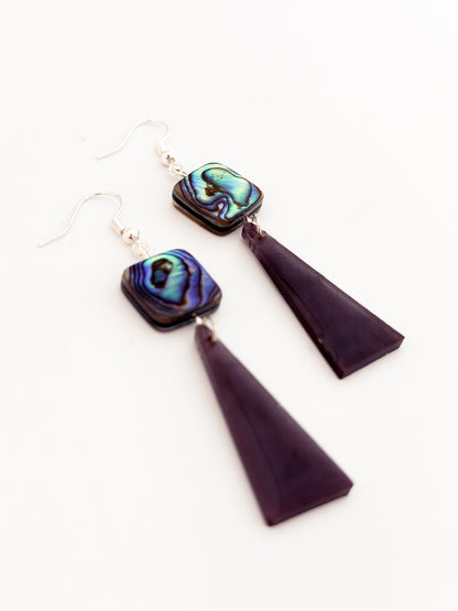Abalone Long Triangle Earrings