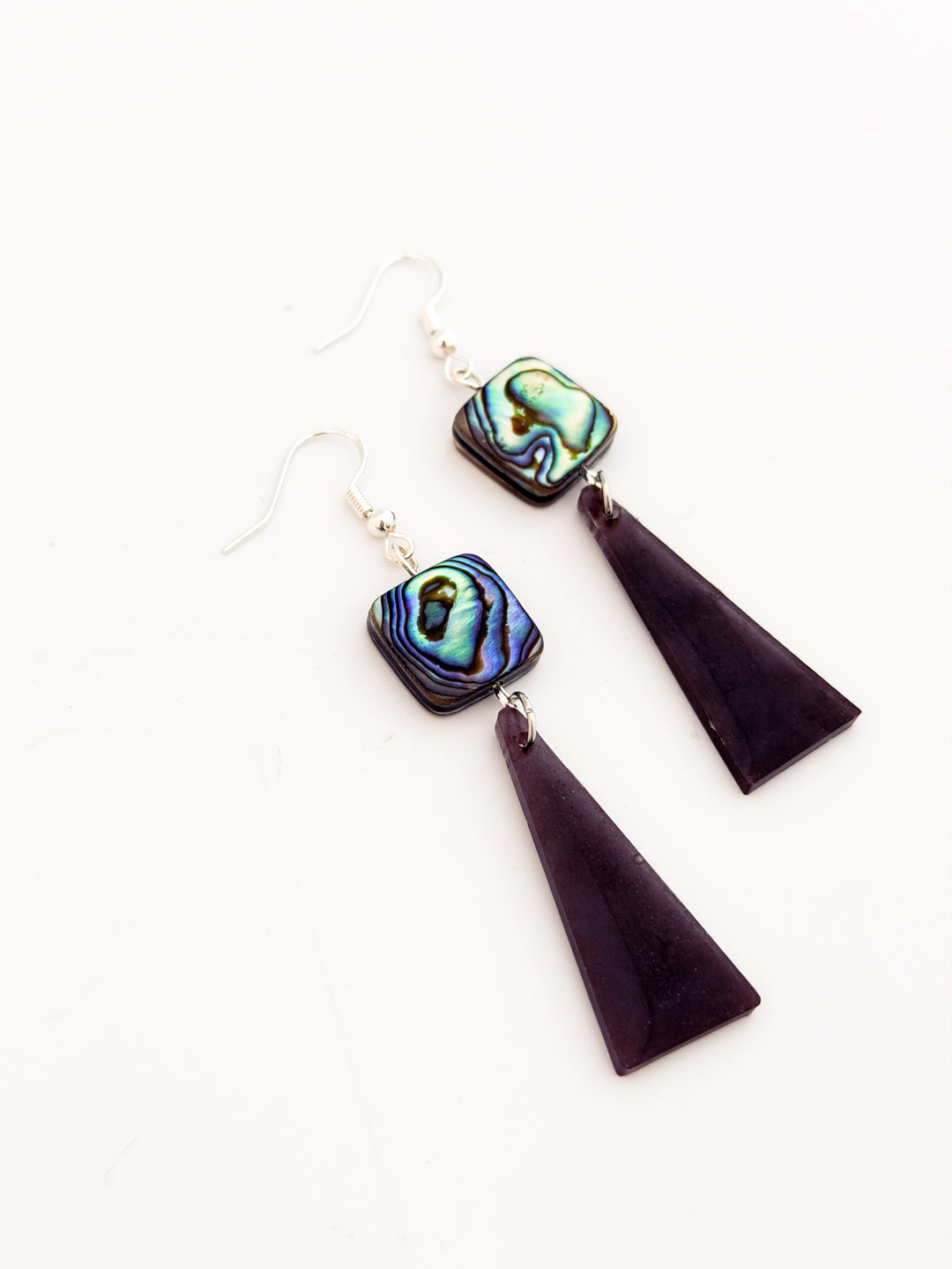 Abalone Long Triangle Earrings