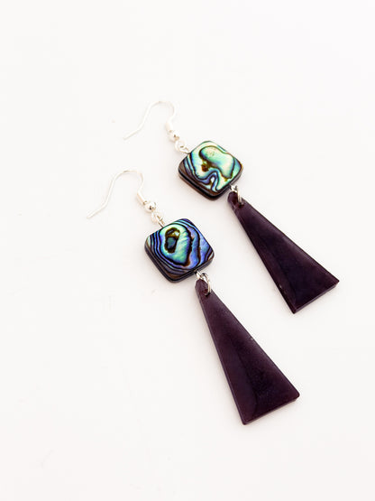 Abalone Long Triangle Earrings